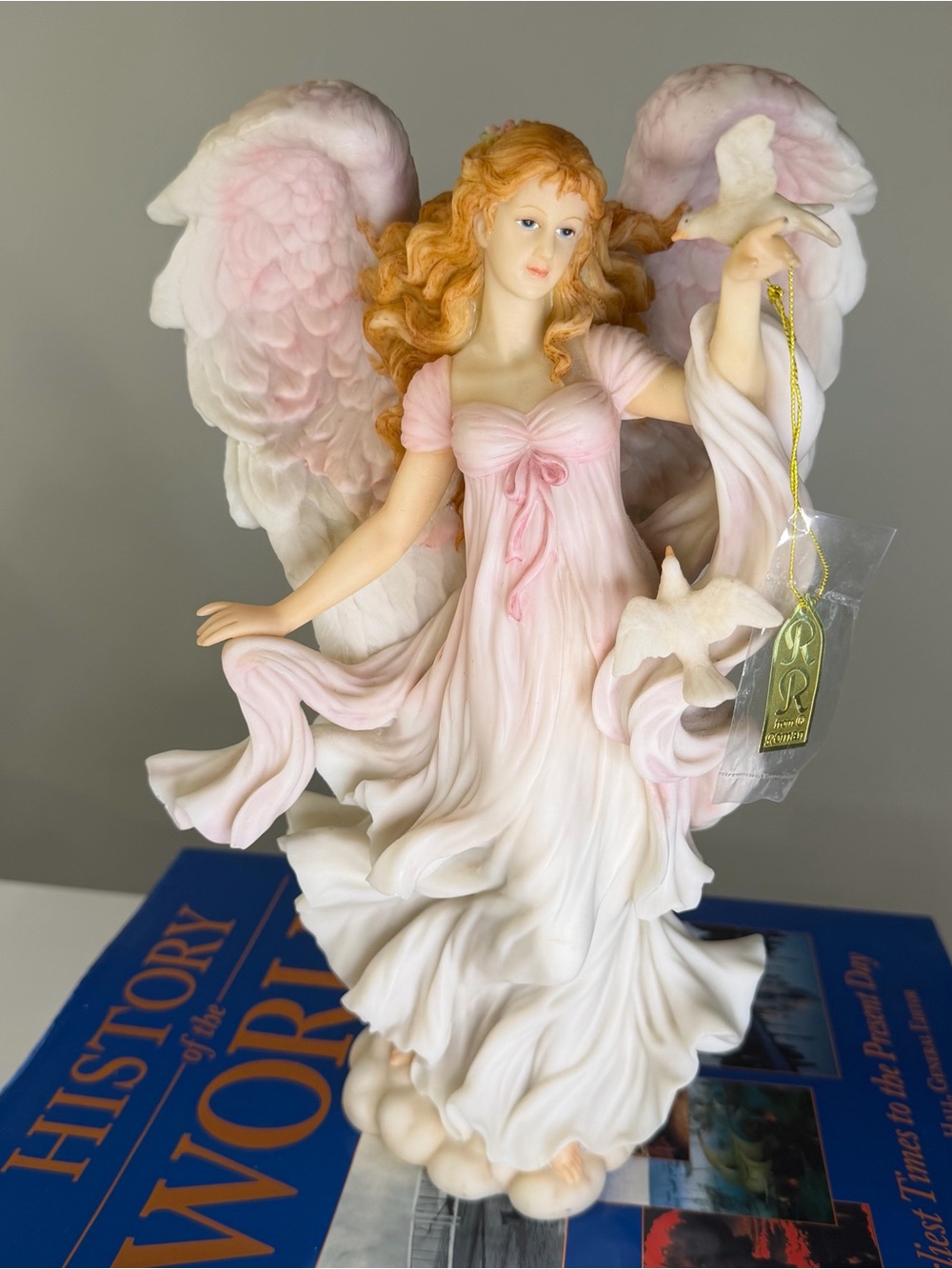 Roman Inc Vanessa Resin Angel Figurine in Pink and White